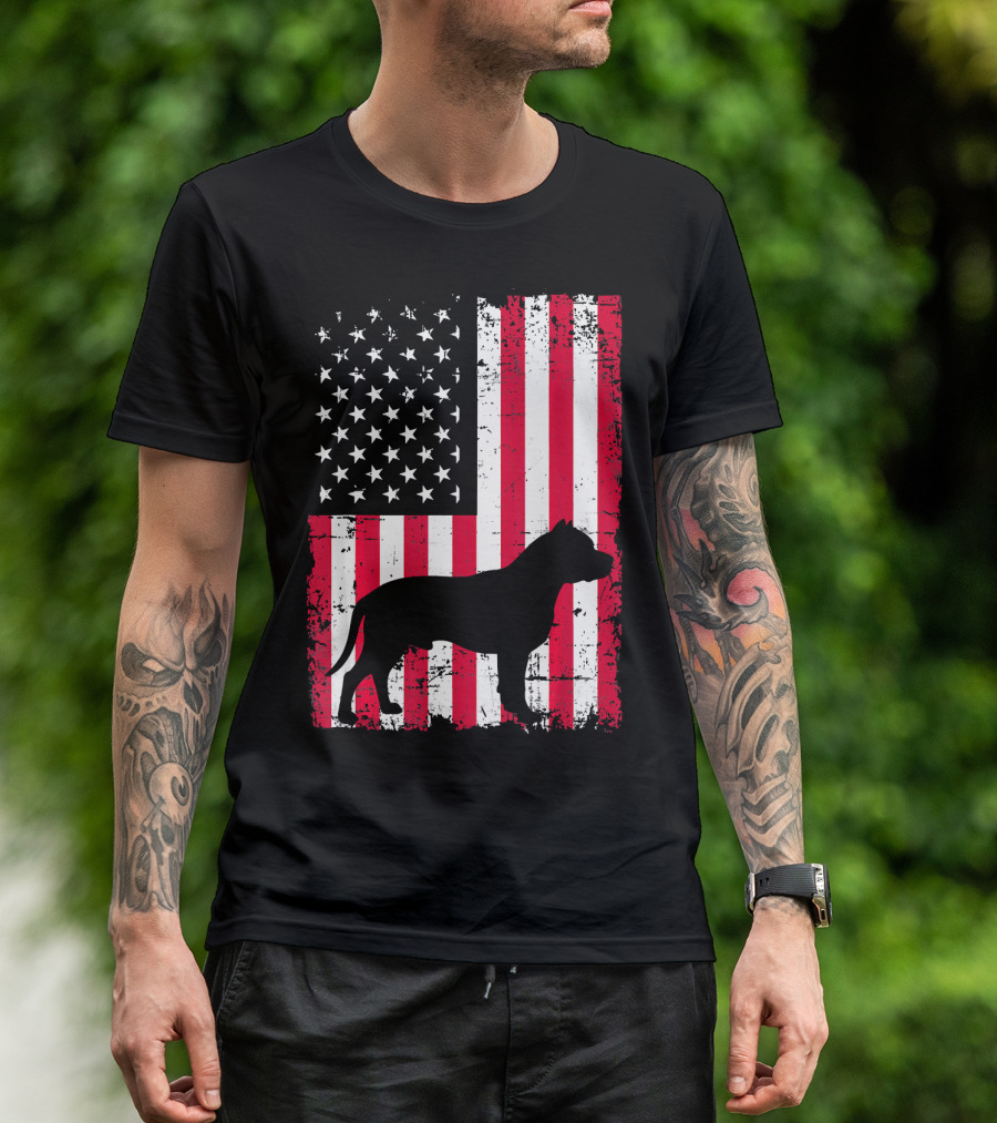 4th Of July Merica Patriotic USA Flag With Dog T-Shirt