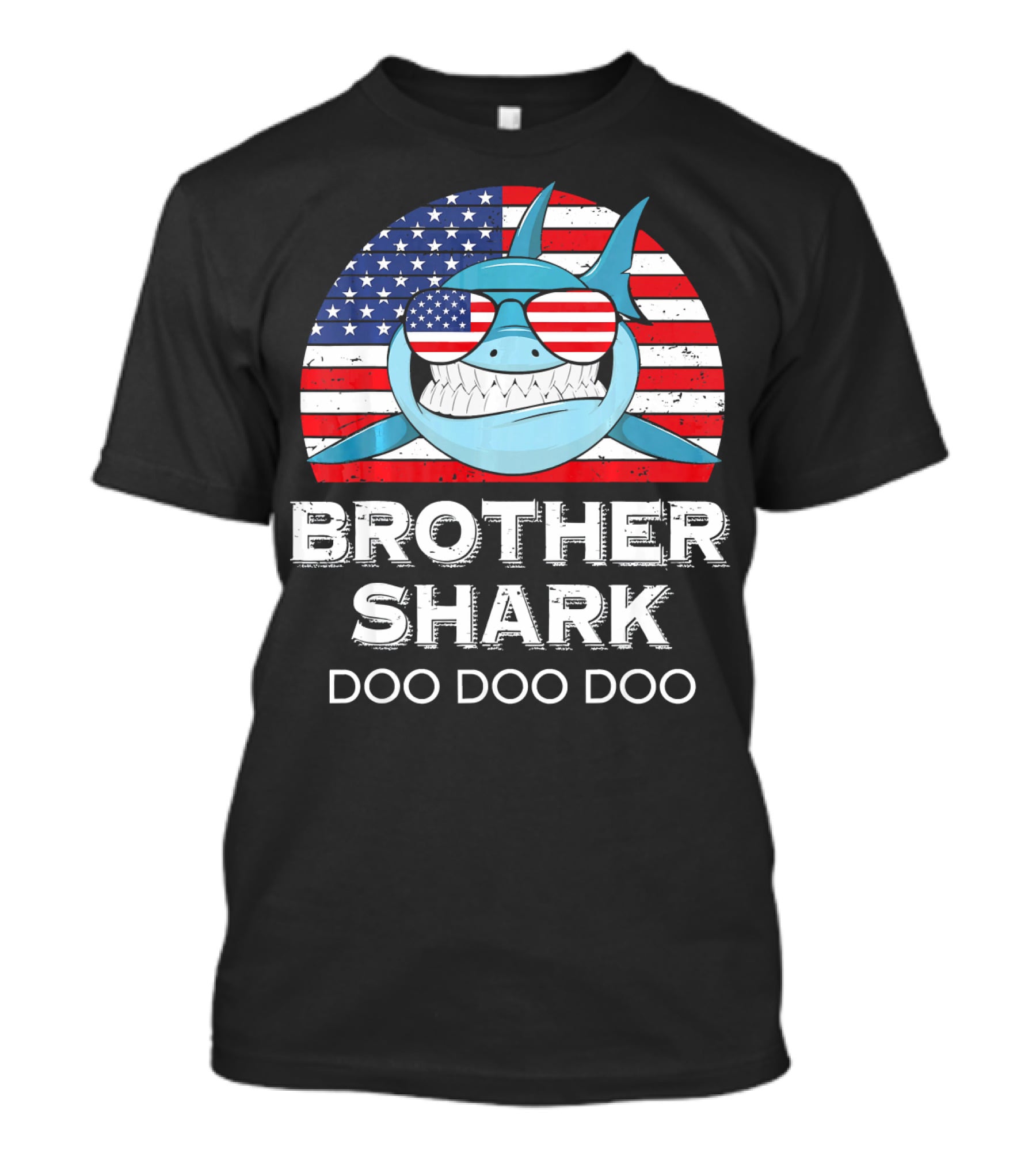 Brother Shark Doo Doo Doo American Flag Sunglasses T-Shirt