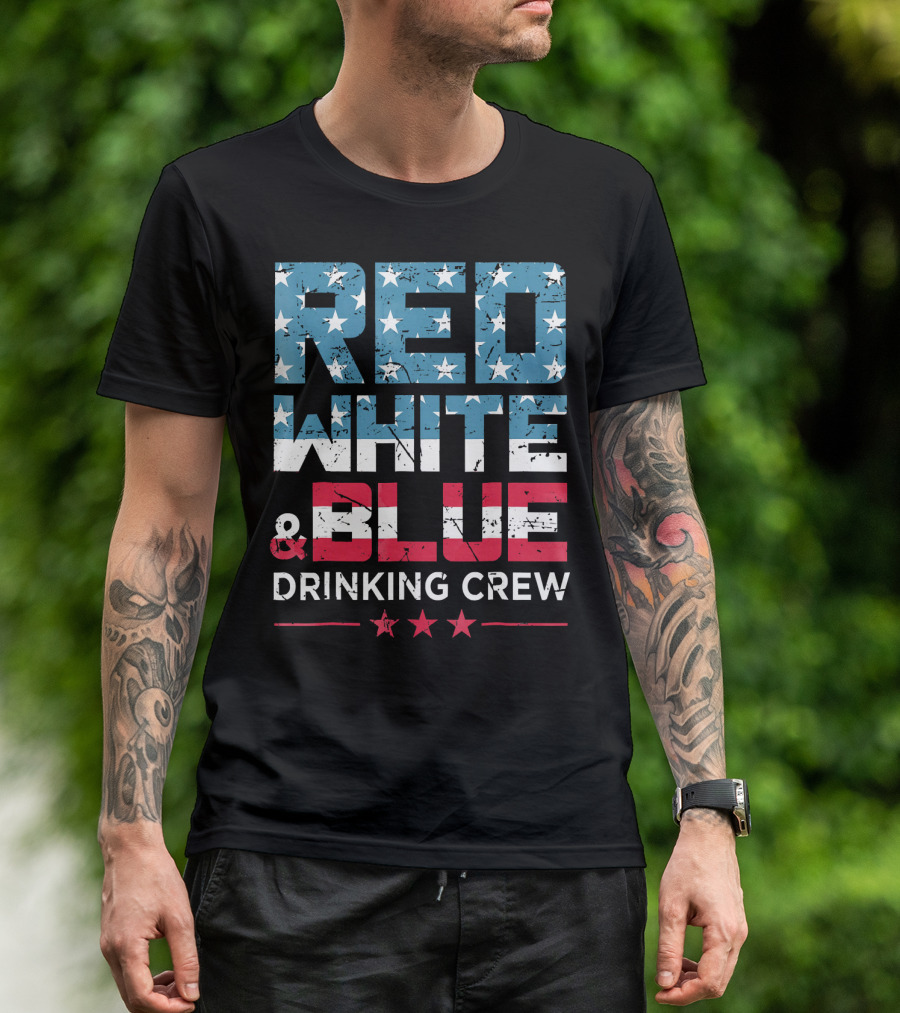 RED WHITE And BLUE DRINKING CREW T-Shirt