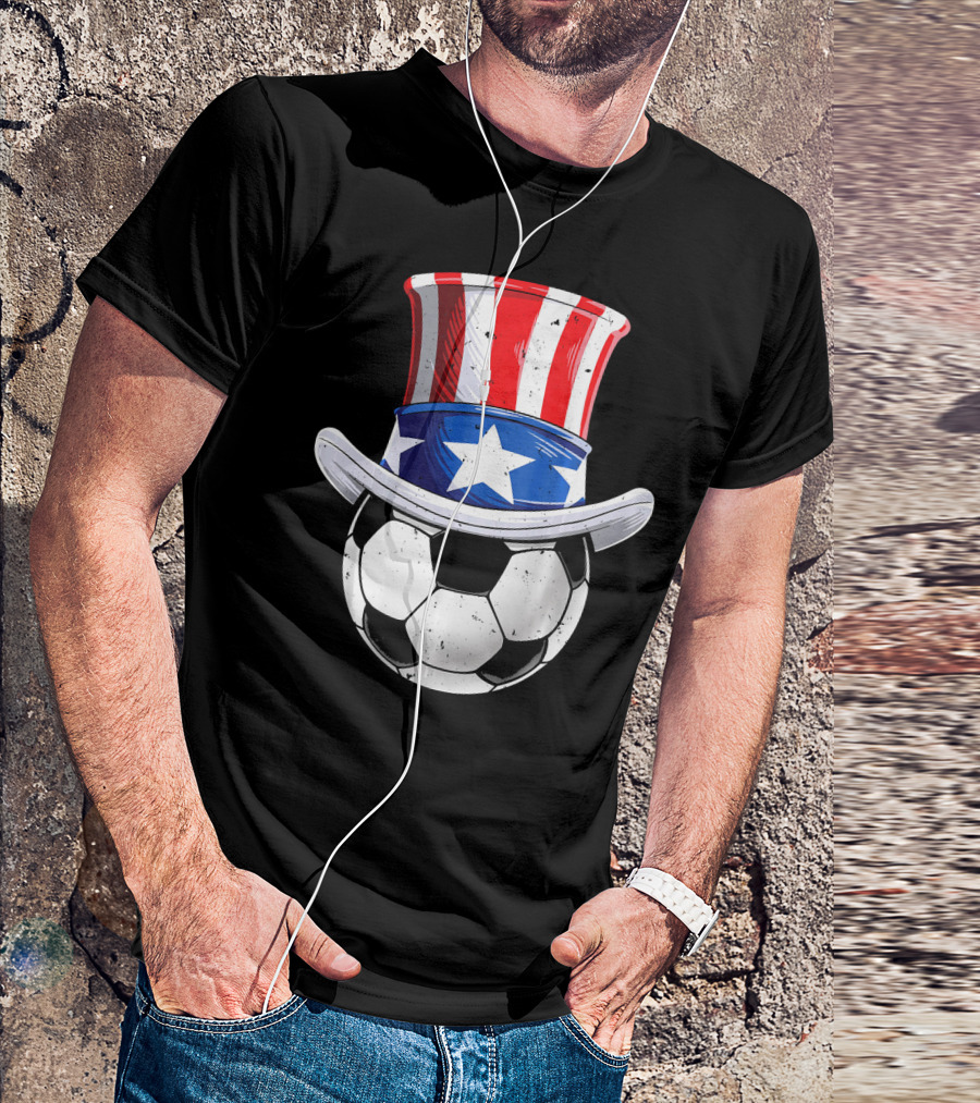 Soccer Ball Uncle Sam Hat American 4th Of July T-Shirt
