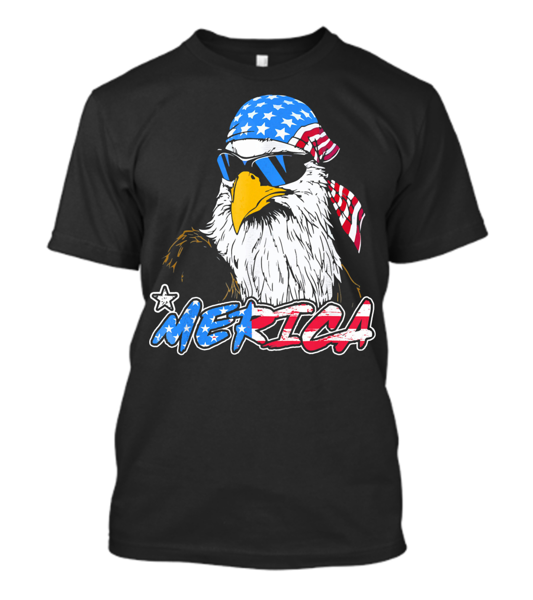 Merica Eagle 4th Of July American Flag Bandana And Sunglasses T-Shirt