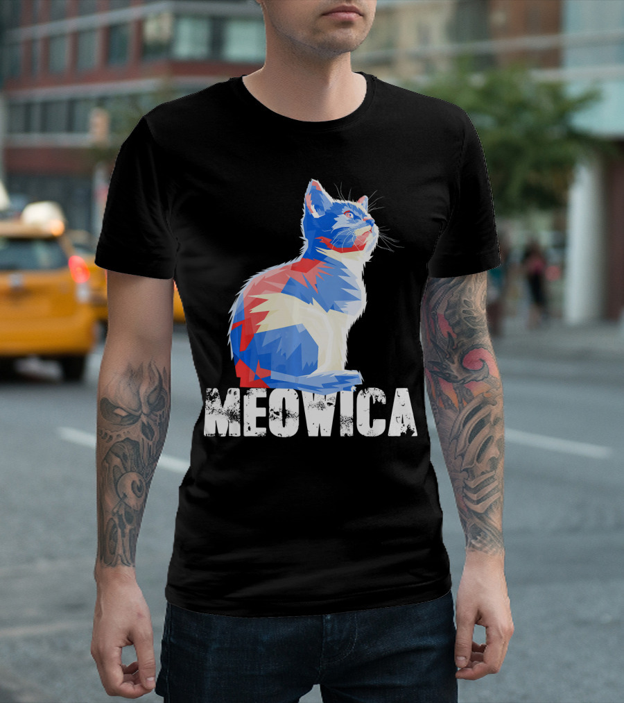 Meowica Murica Patriotic Cat 4th of July T-Shirt