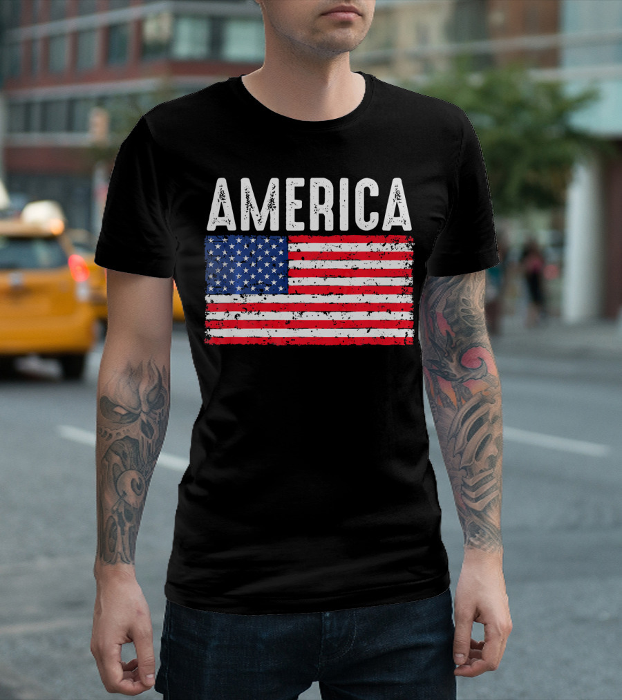 America Flag USA Patriotic Fourth of July T-Shirt