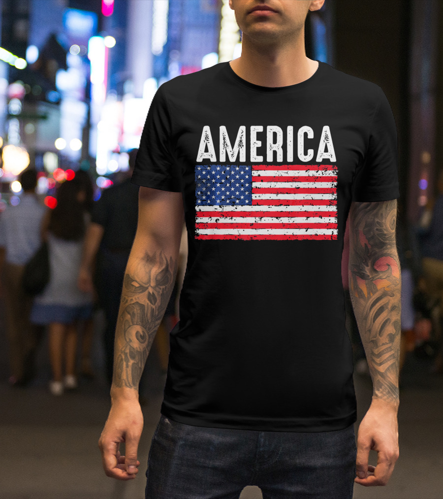 America Flag USA Patriotic Fourth Of July T-Shirt