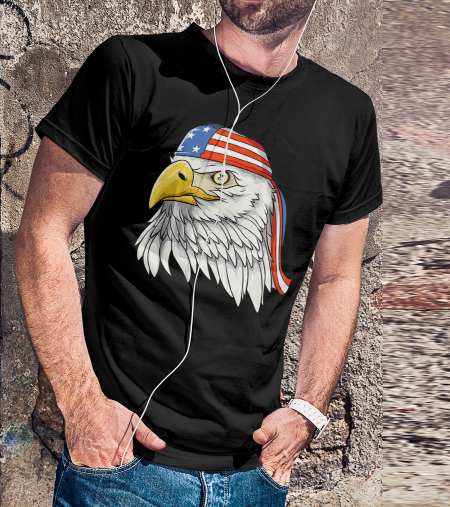 Patriotic American Eagle 4th Of July USA Flag Bandana T-Shirt