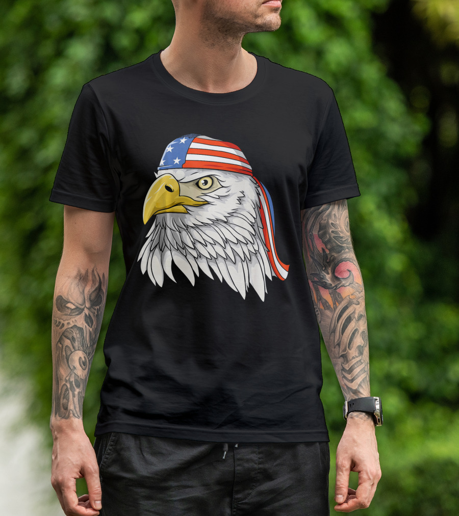 Patriotic American Eagle 4th Of July USA Flag Bandana T-Shirt