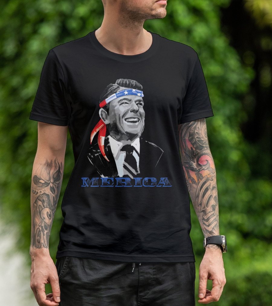 4th Of July Ronald Reagan American Headband Merica T-Shirt