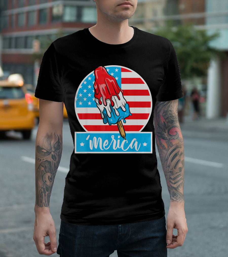 4th Of July Merica Popsicle American Flag T-Shirt