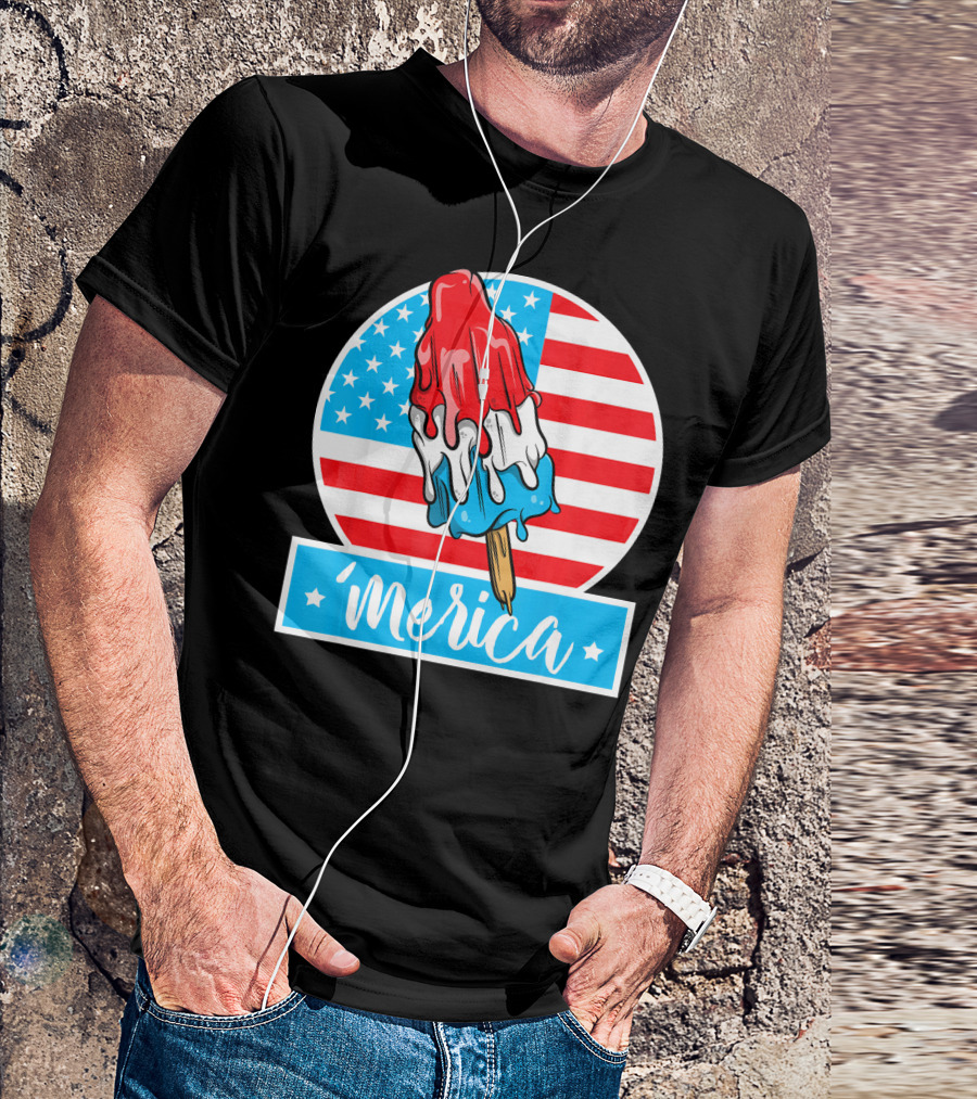 4th Of July Merica Popsicle American Flag T-Shirt