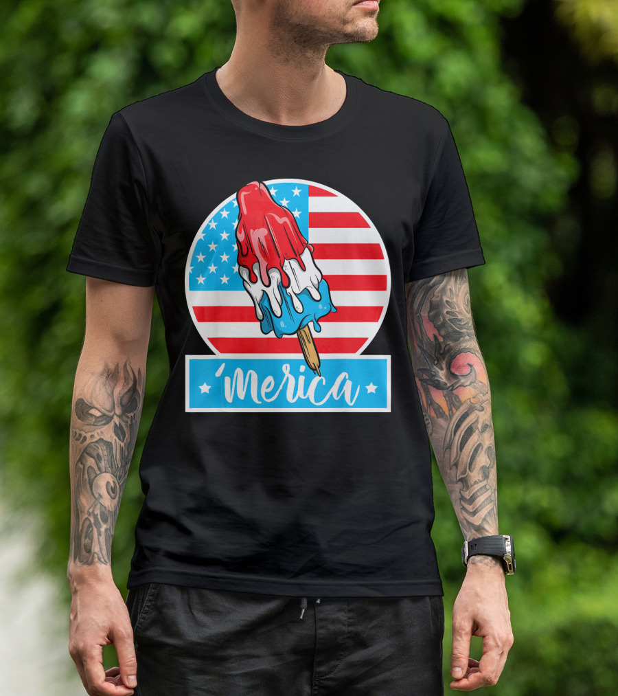4th Of July Merica Popsicle American Flag T-Shirt