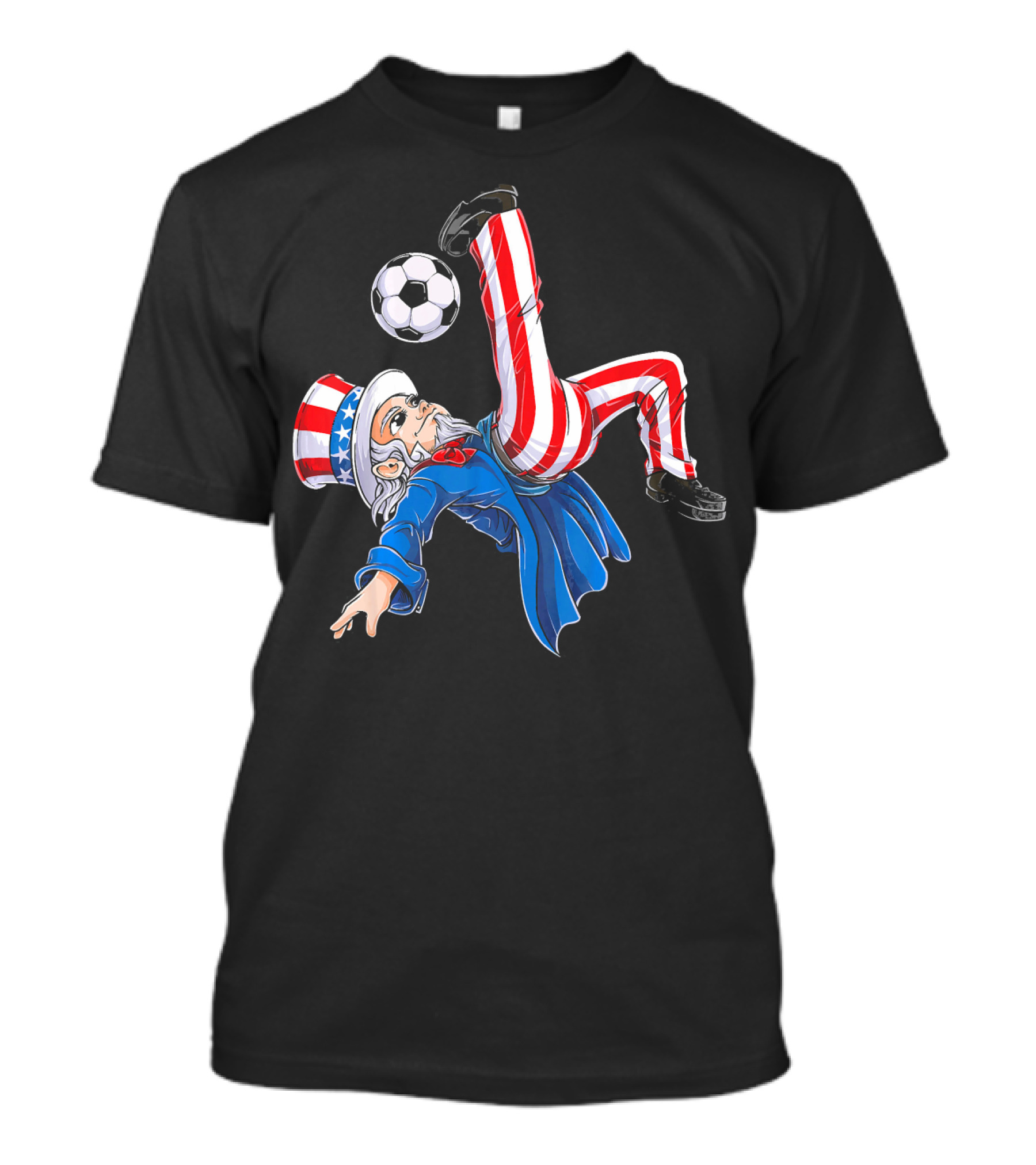 Uncle Sam Soccer 4th Of July Boys Kids Patriotic Kick T-Shirt