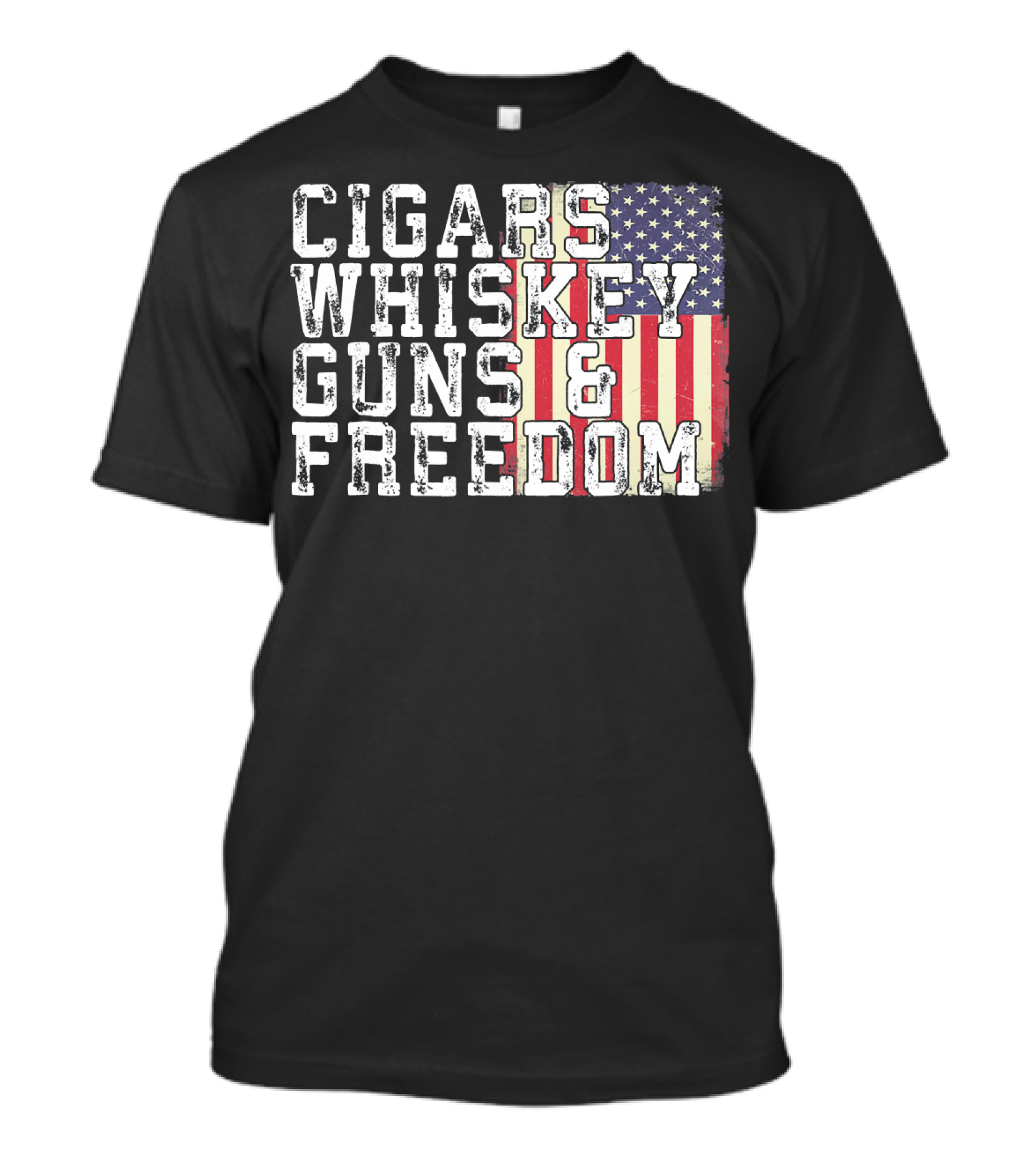 Cigars Whiskey Guns And Freedom American Flag T-Shirt