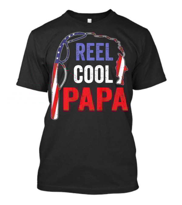 Reel Cool Papa Fishing USA Flag T-Shirt