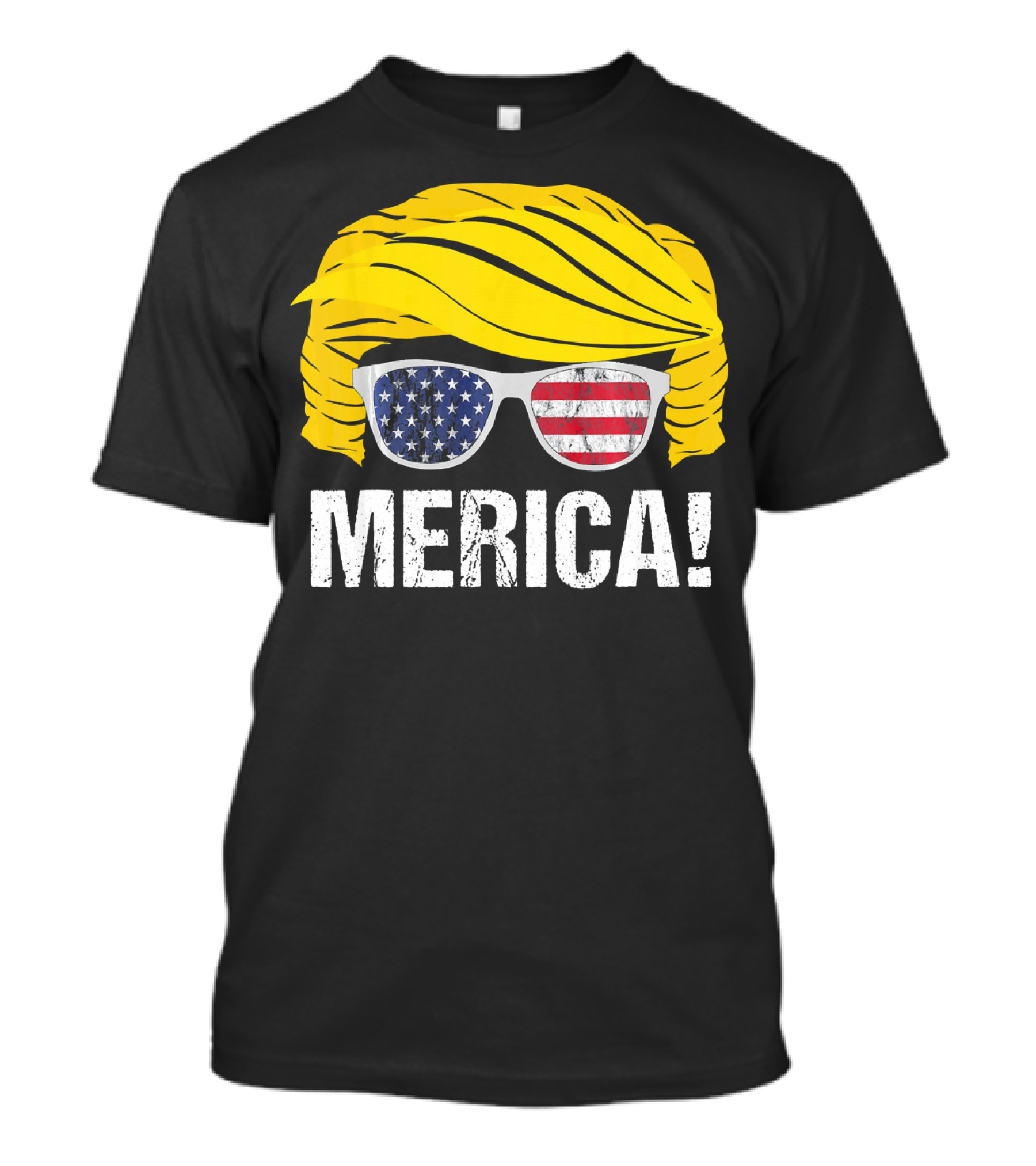 Merica Trump Hair American Flag Sunglasses 4th Of July T-Shirt