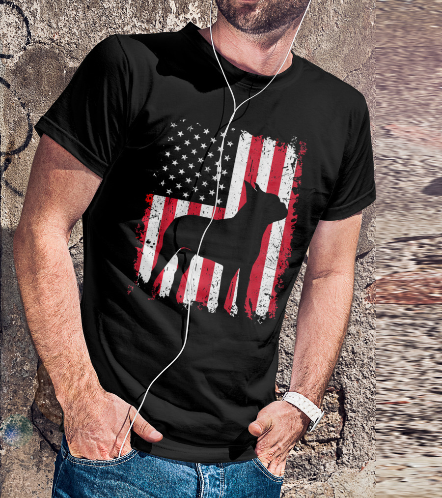 Boston Terrier American Flag Independence Day T-Shirt