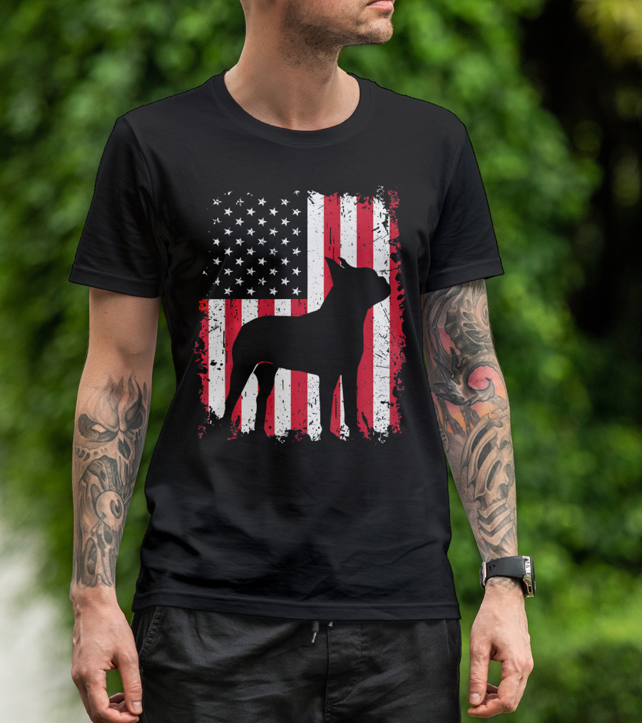 Boston Terrier American Flag Independence Day T-Shirt