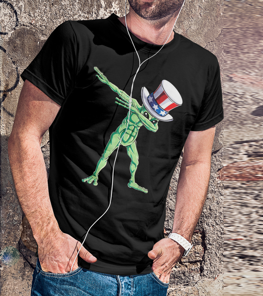 Dabbing Alien In American Uncle Sam Hat T-Shirt