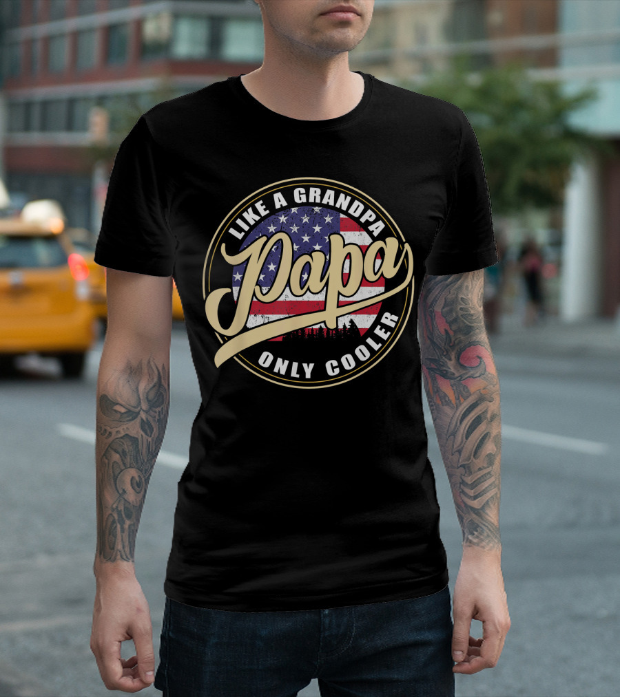 Mens 4th Of July Papa Like A Grandpa Only Cooler T-Shirt