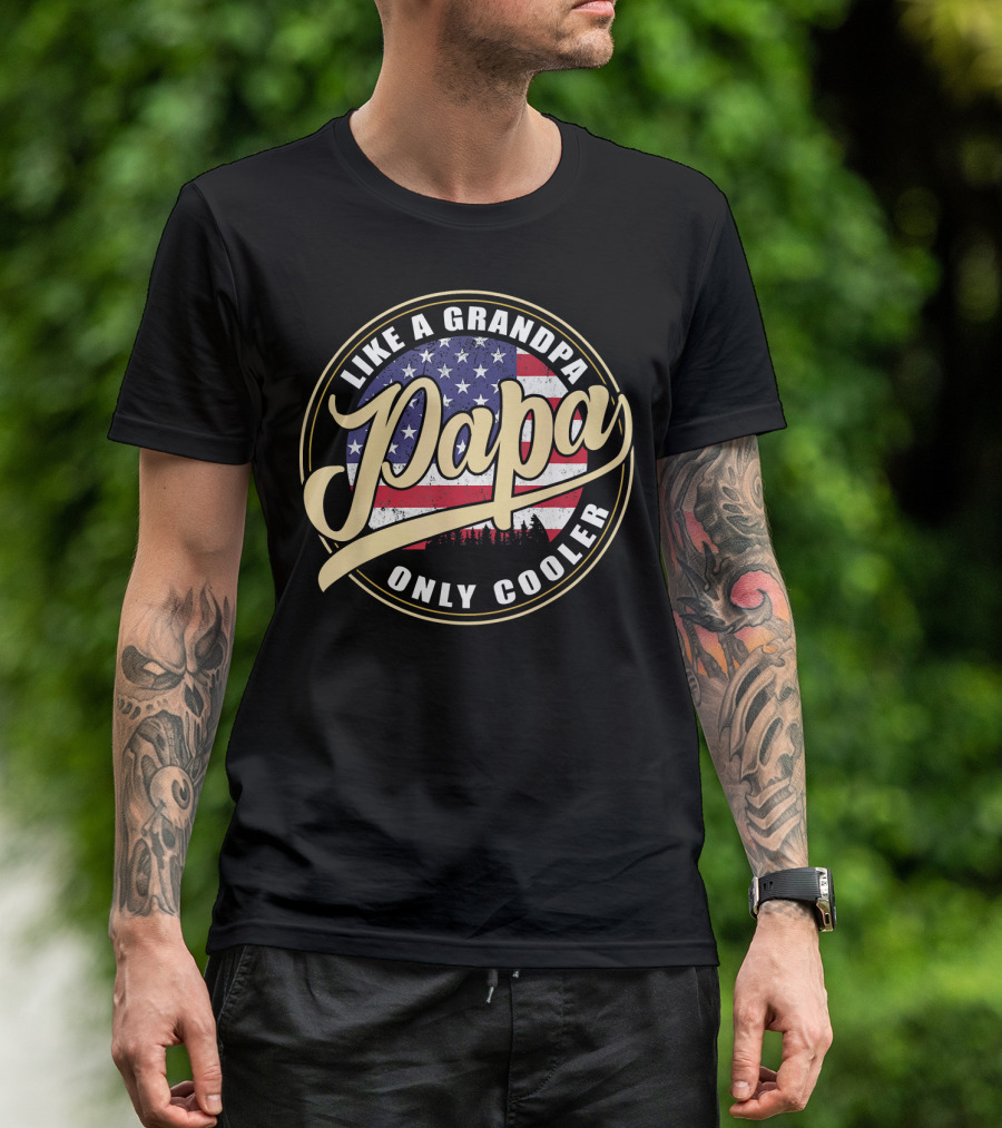 Mens 4th Of July Papa Like A Grandpa Only Cooler T-Shirt