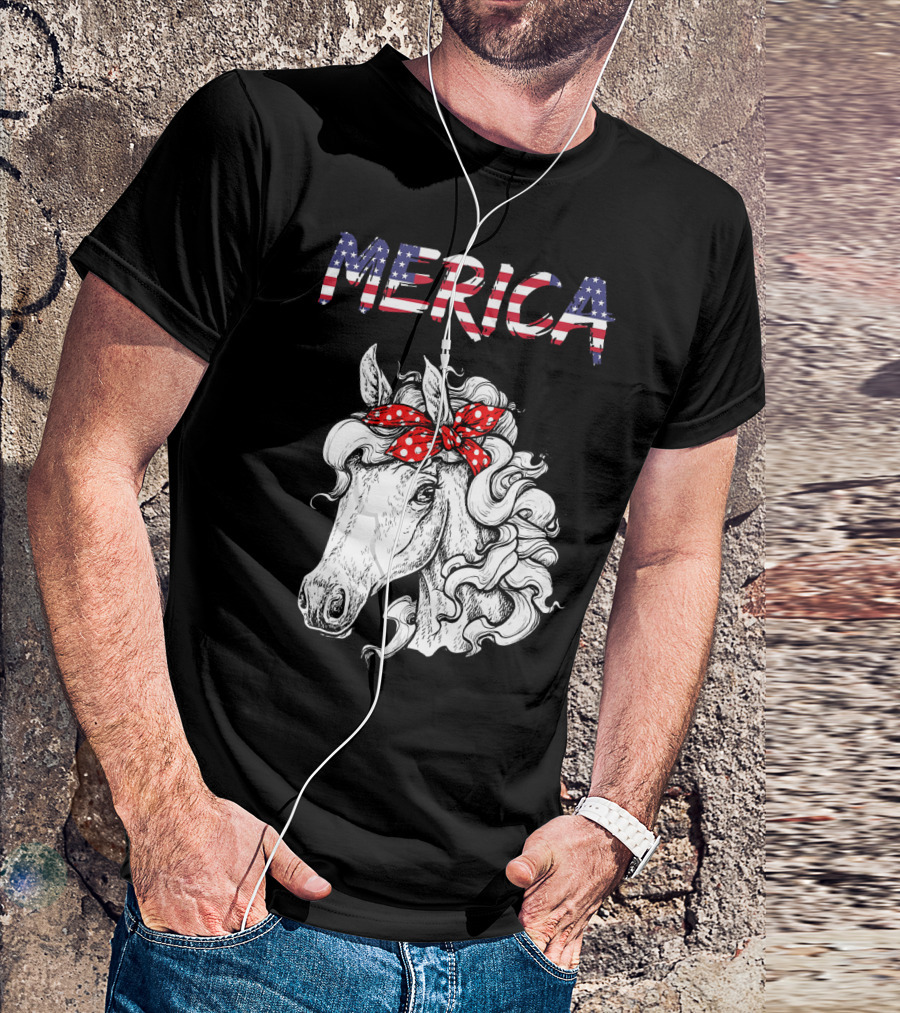 Merica Horse Bandana Independence Day T-Shirt