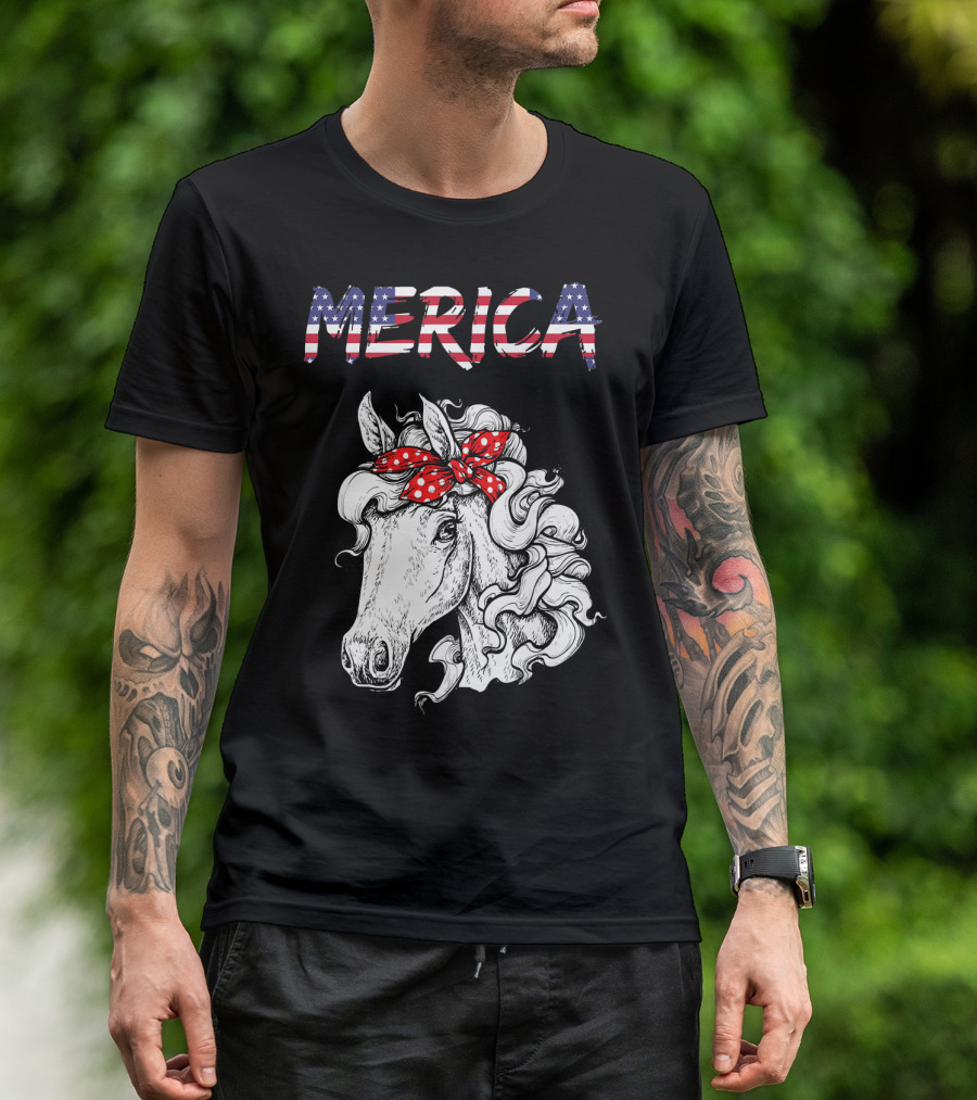 Merica Horse Bandana Independence Day T-Shirt