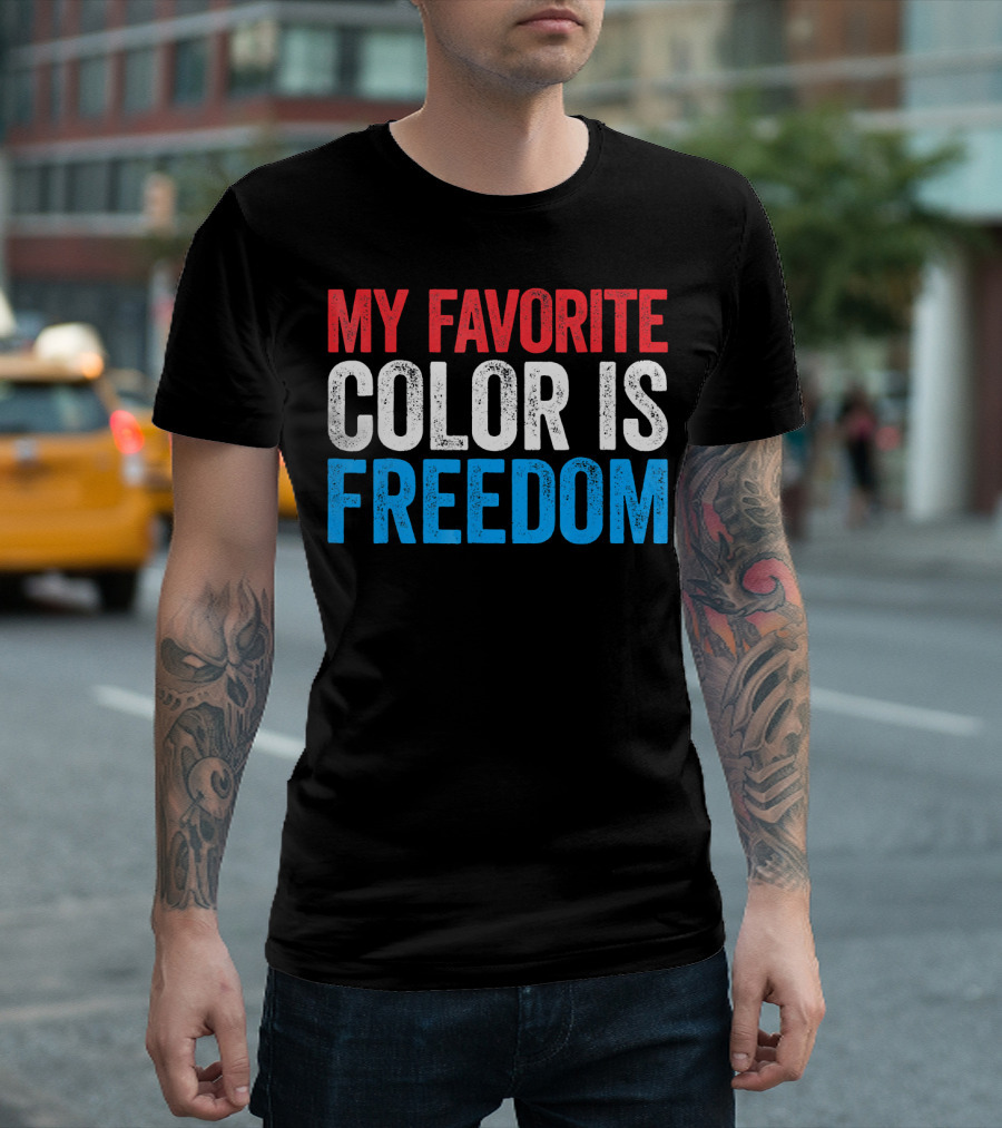My Favorite Color Is Freedom Pixelated Patriotic T-Shirt
