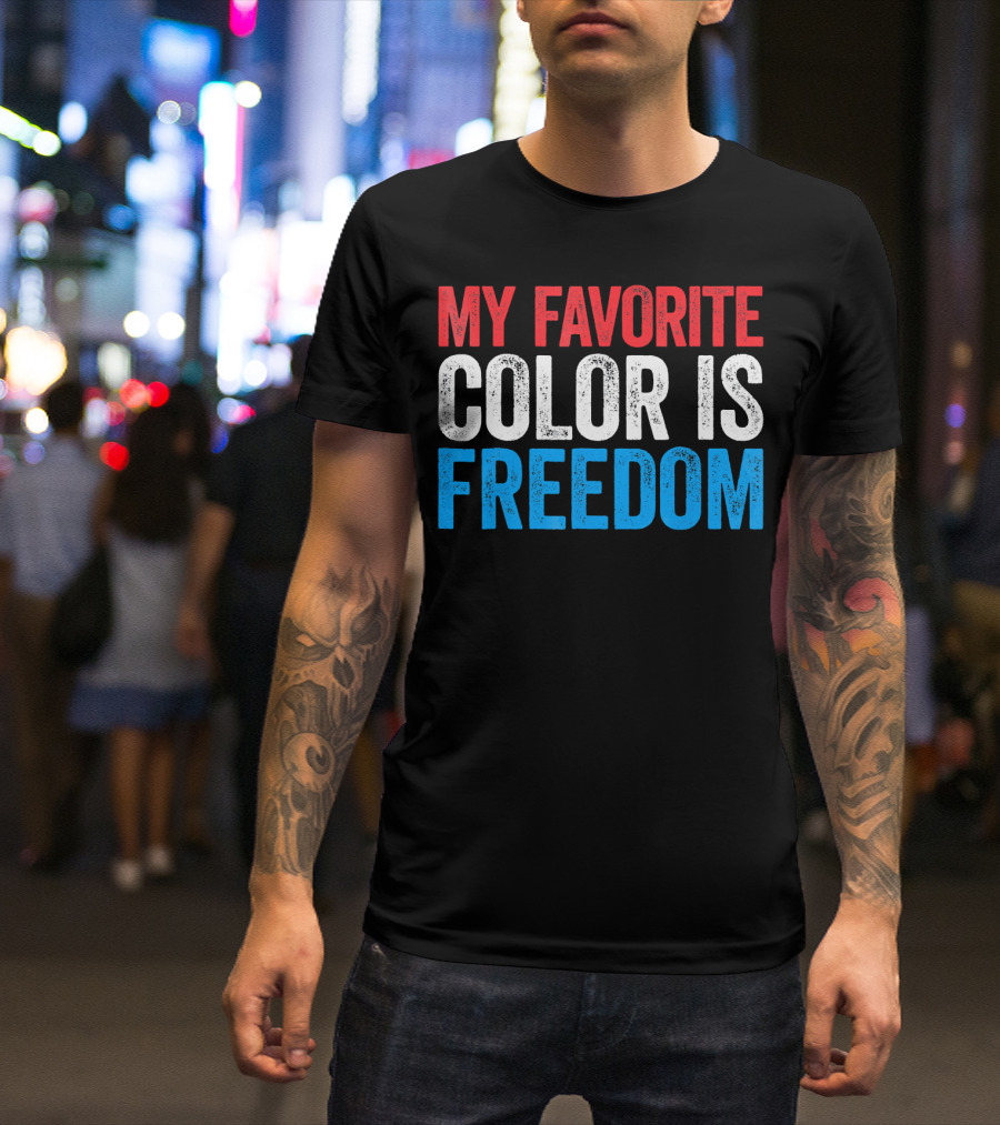 My Favorite Color Is Freedom Pixelated Patriotic T-Shirt