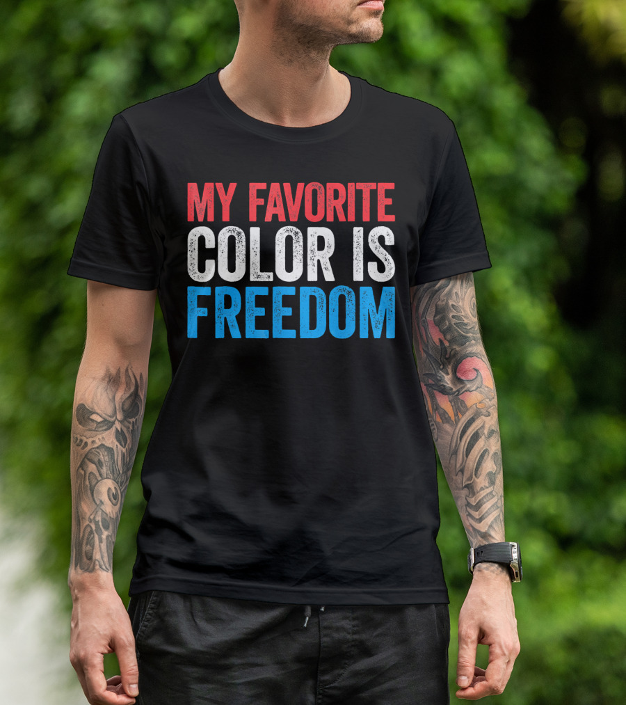 My Favorite Color Is Freedom Pixelated Patriotic T-Shirt