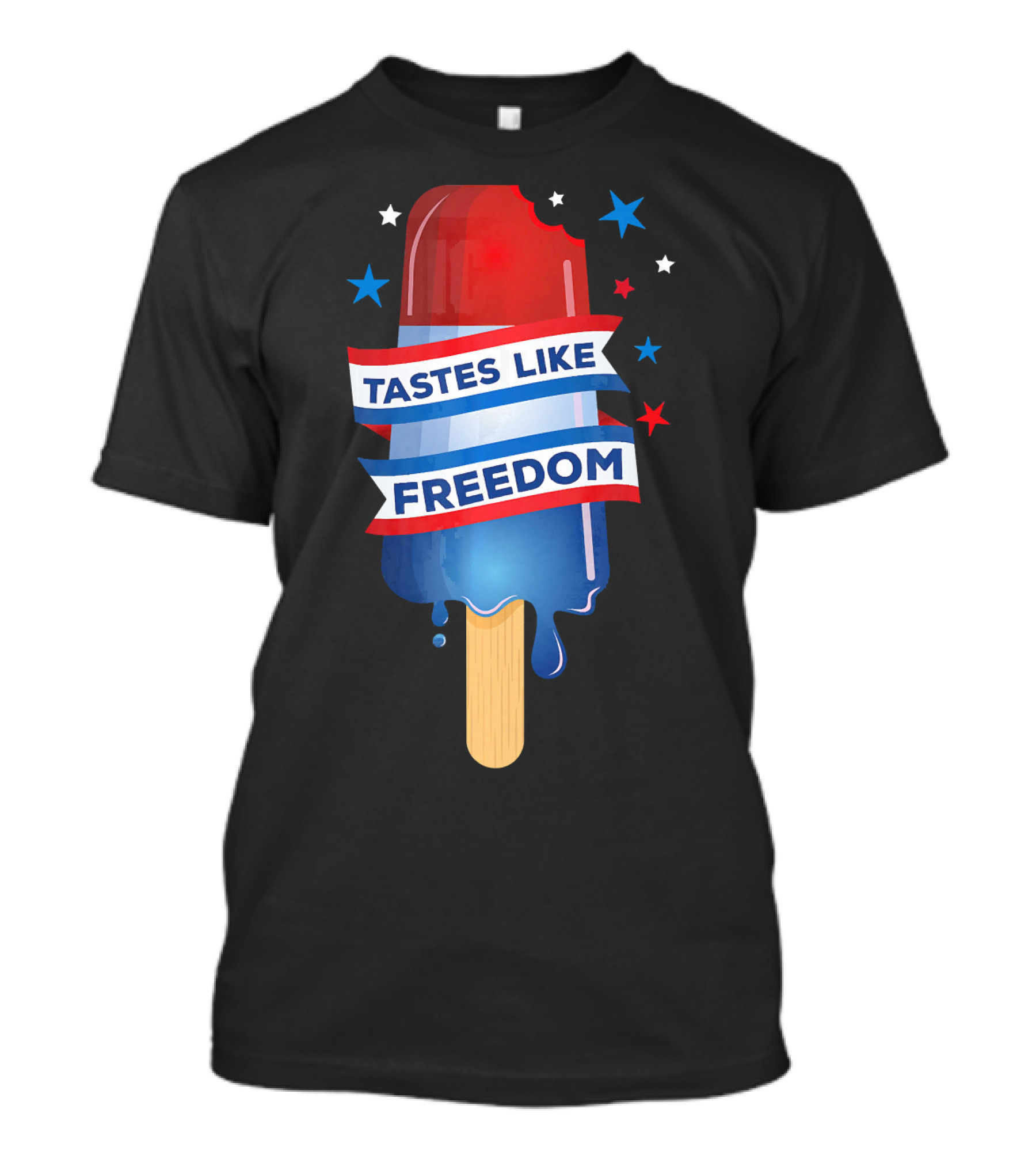 Tastes Like Freedom 4th Of July Firecracker Popsicle Red White Blue Stars T-Shirt