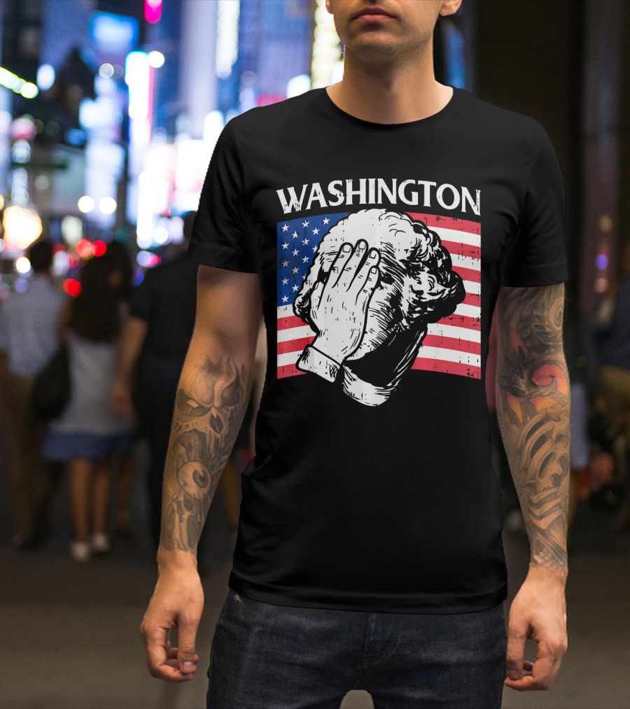 Washington Facepalm American Flag Background T-Shirt