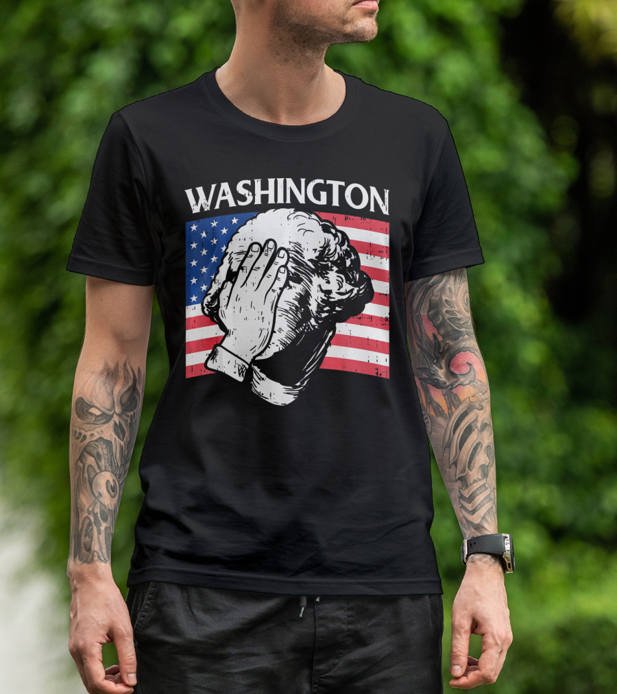 Washington Facepalm American Flag Background T-Shirt