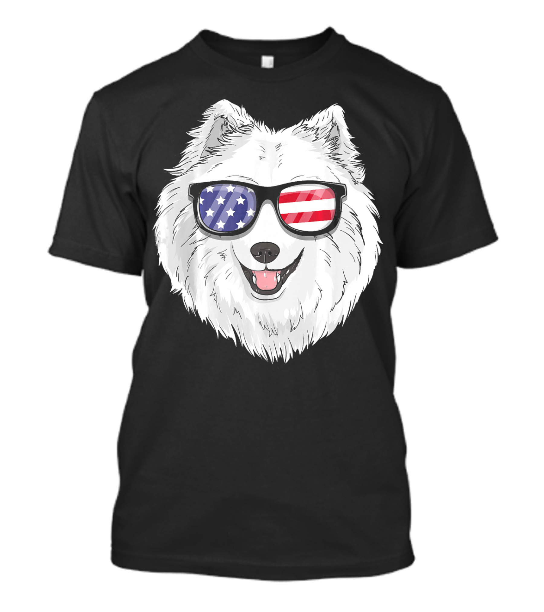 Samoyed Dog USA Patriotic 4th Of July American Flag Sunglasses T-Shirt