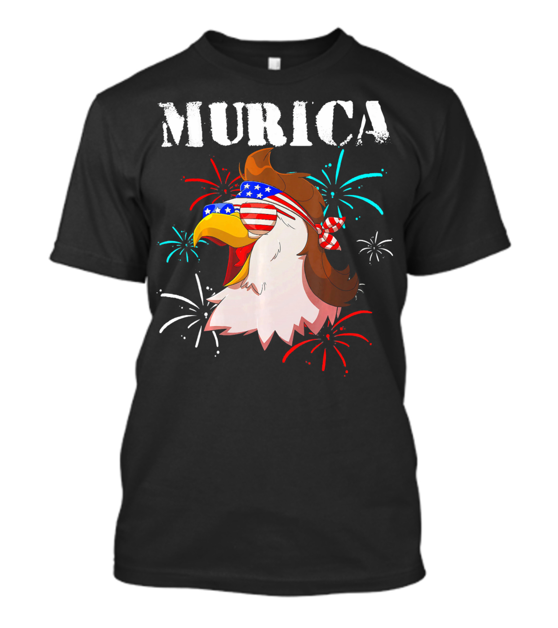 Murica Bald Eagle Mullet 4th Of July Fireworks T-Shirt