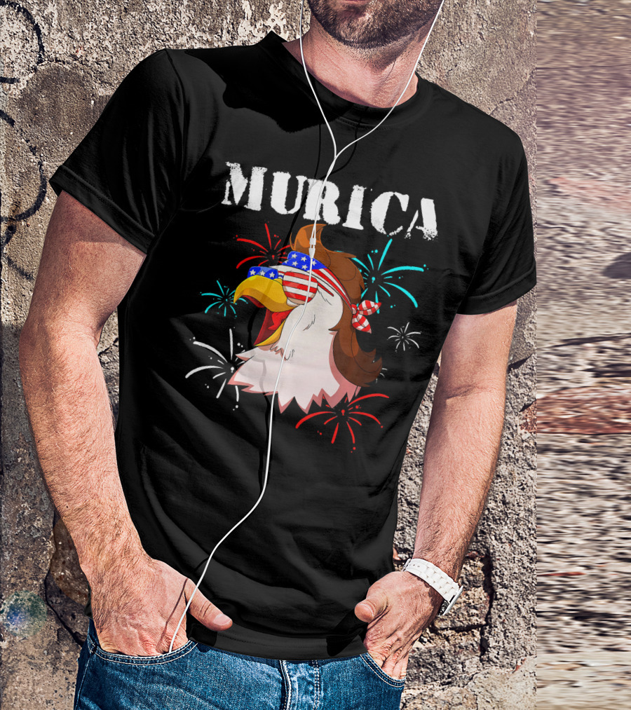 Murica Bald Eagle Mullet 4th Of July Fireworks T-Shirt