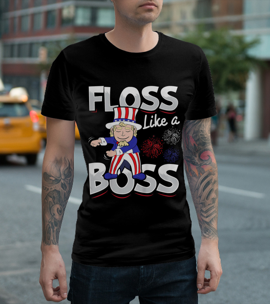 Floss Like a Boss Uncle Sam Fireworks T-Shirt