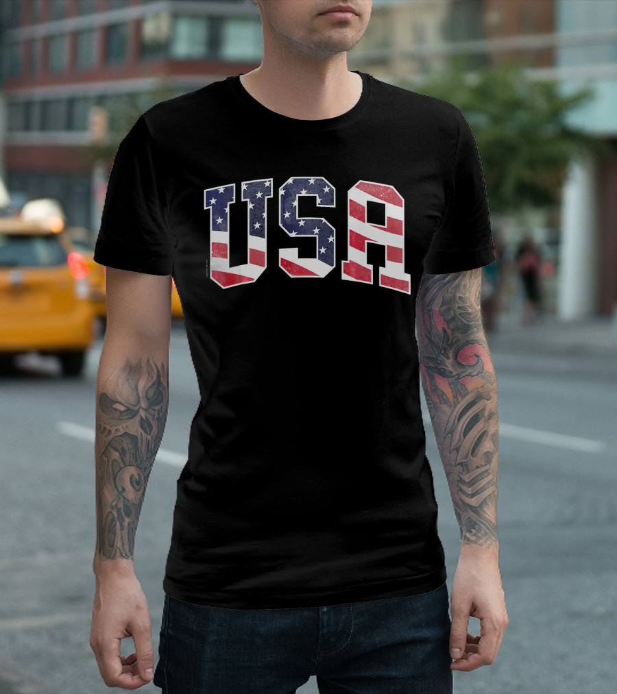 USA Flag Patriotic Womens Mens 4th of July T-Shirt
