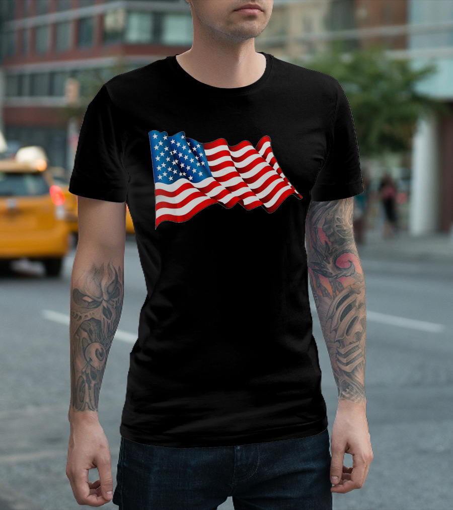 4th Of July Patriotic American Flag Waves T-Shirt