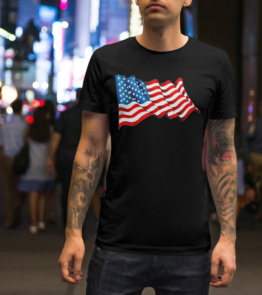 4th Of July Patriotic American Flag Waves T-Shirt