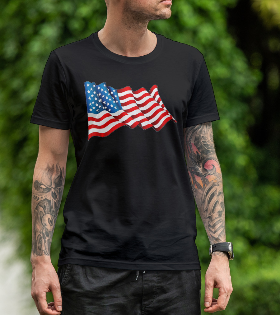 4th Of July Patriotic American Flag Waves T-Shirt