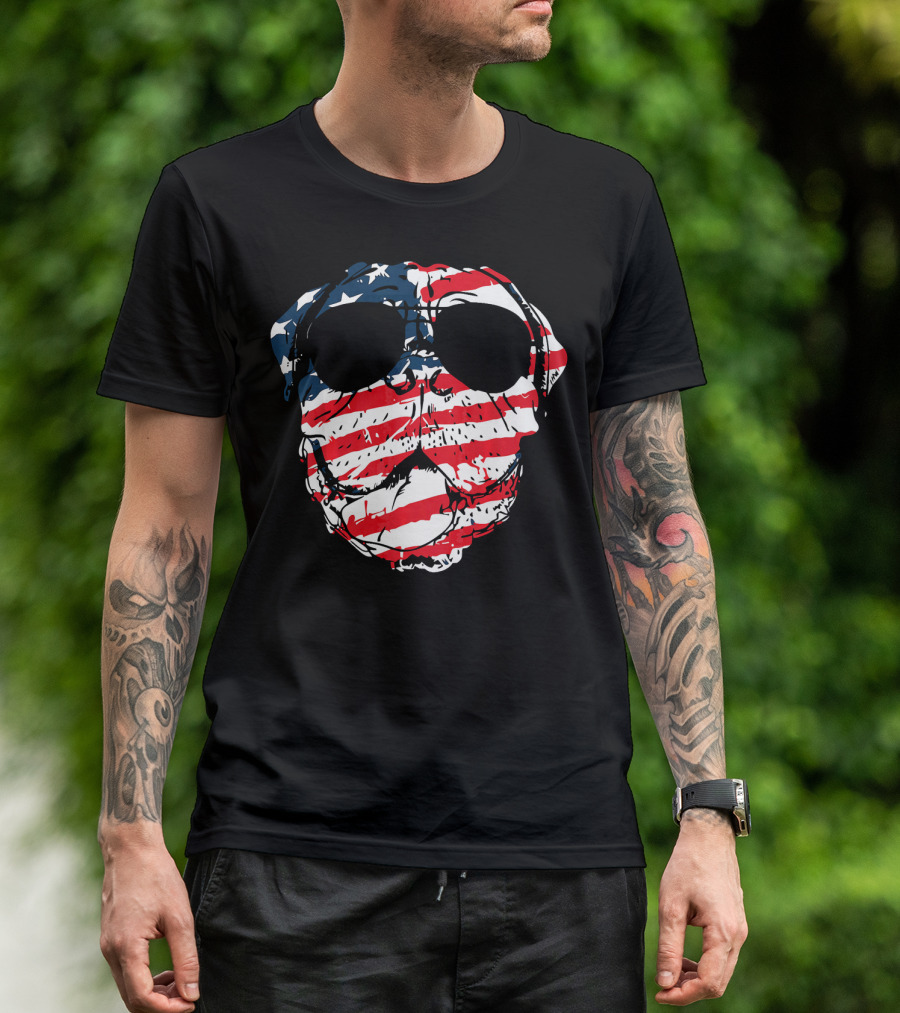 4th Of July Dogue De Bordeaux American Flag Sunglasses T-Shirt