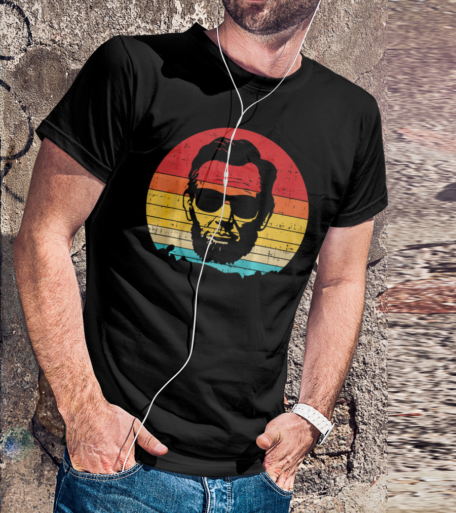 4th Of July Retro Sunset Lincoln With Sunglasses T-Shirt