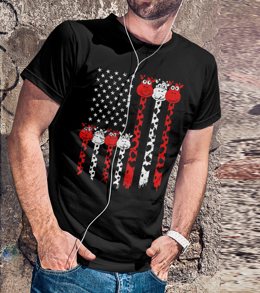 American Flag Giraffe 4th Of July Cute USA T-Shirt