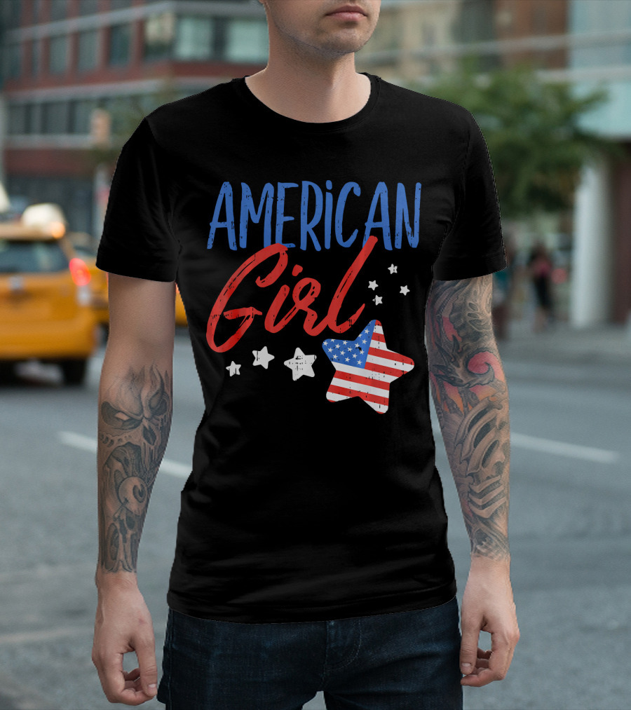 American Girl Cute USA 4th Of July Pride T-Shirt