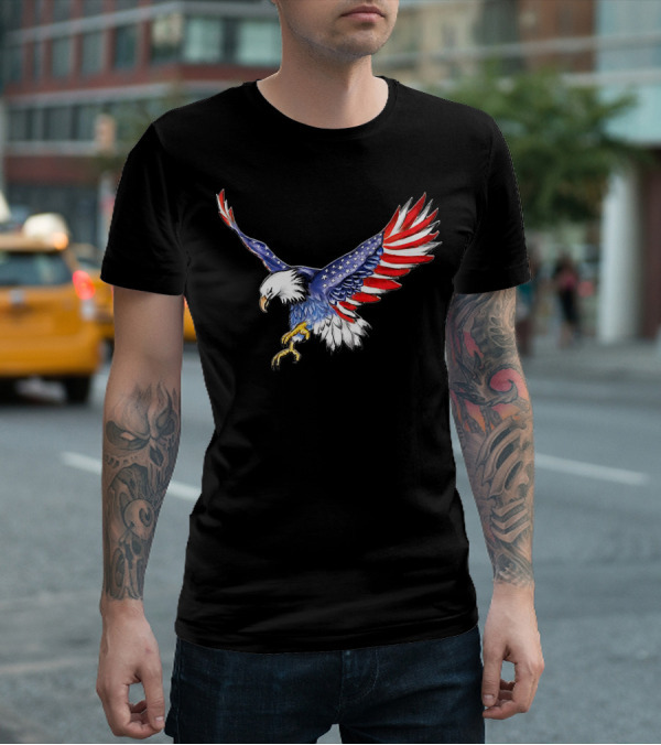 USA Flag Bald Eagle American Flag Wings T-Shirt