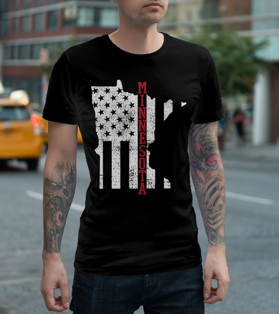 Minnesota USA Flag Vintage Retro America State Map T-Shirt