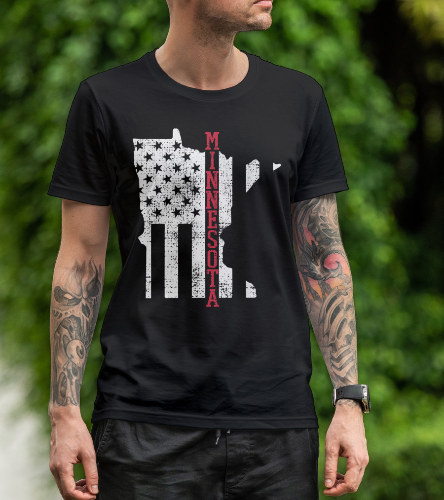 Minnesota USA Flag Vintage Retro America State Map T-Shirt