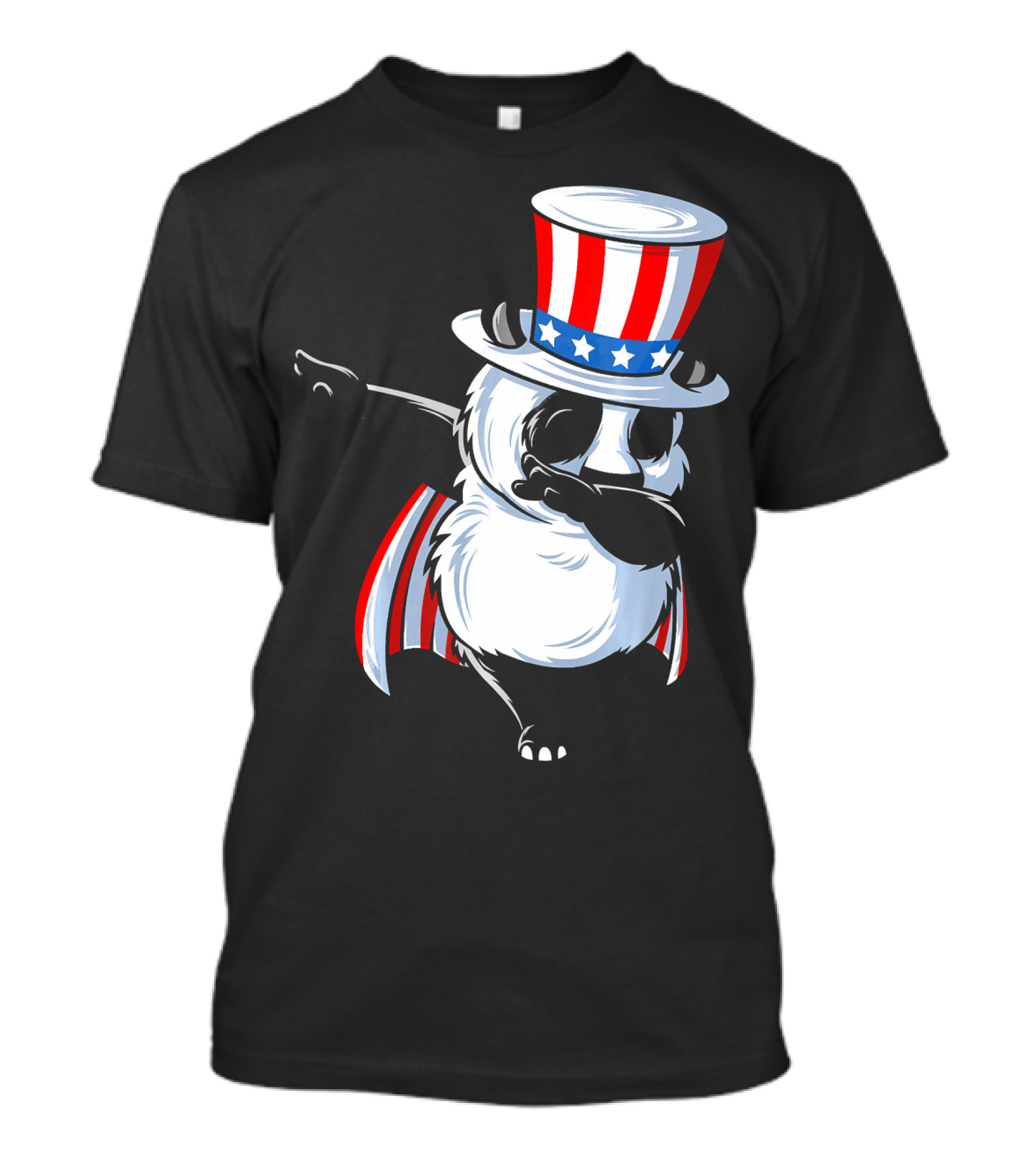 Uncle Sam Panda Dab Dance In Patriotic Hat And Cape T-Shirt