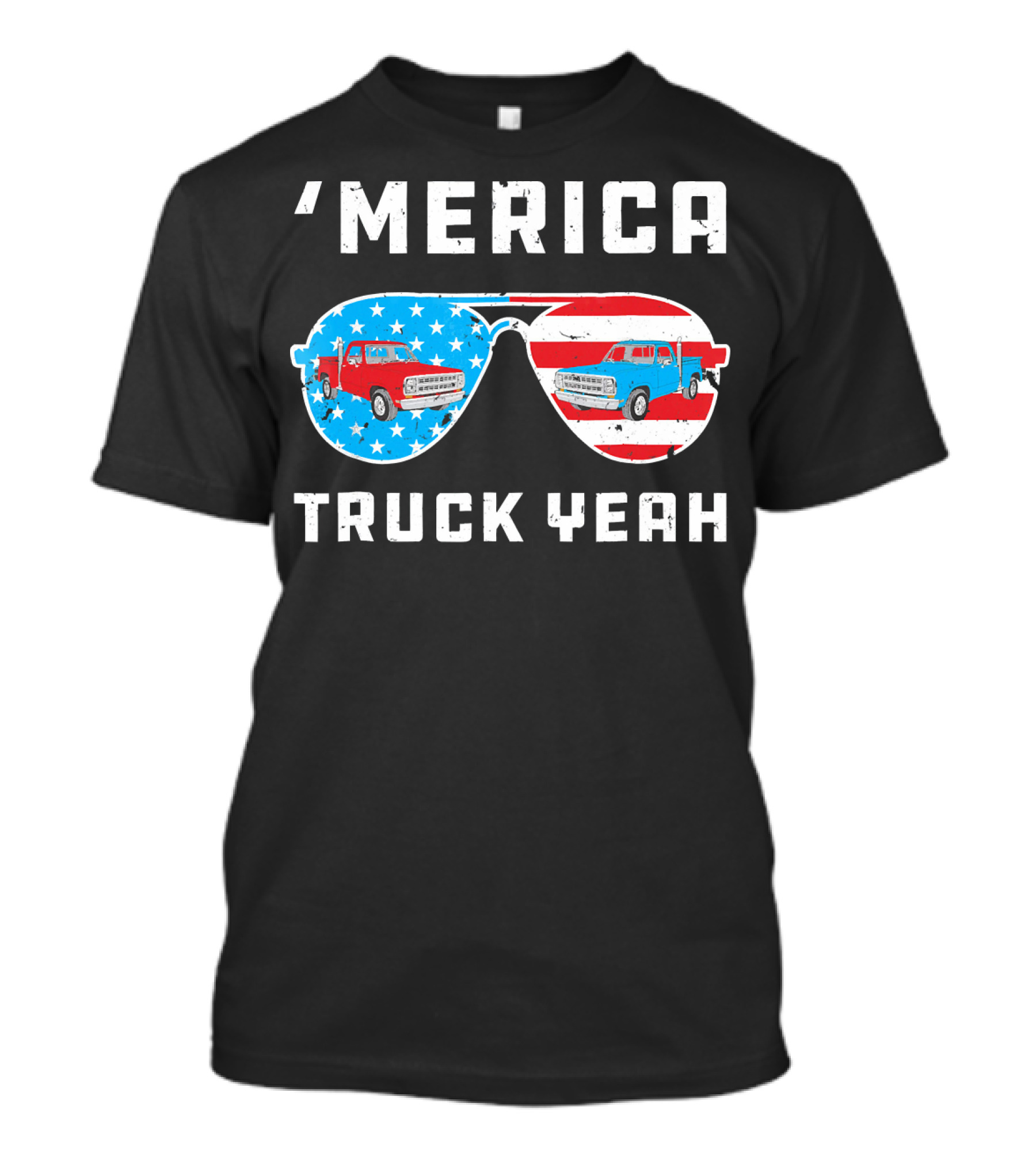 'Merica Truck Yeah American Flag Sunglasses 4th Of July T-Shirt