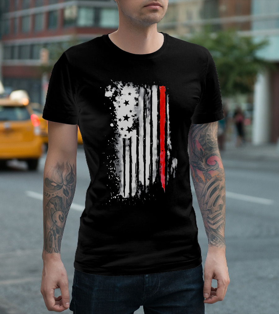 Thin Red Line American Flag Firefighter Fir USA T-Shirt