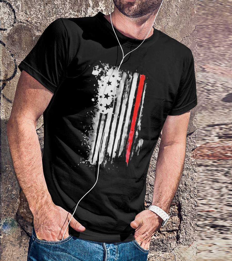 Thin Red Line American Flag Firefighter Fir USA T-Shirt